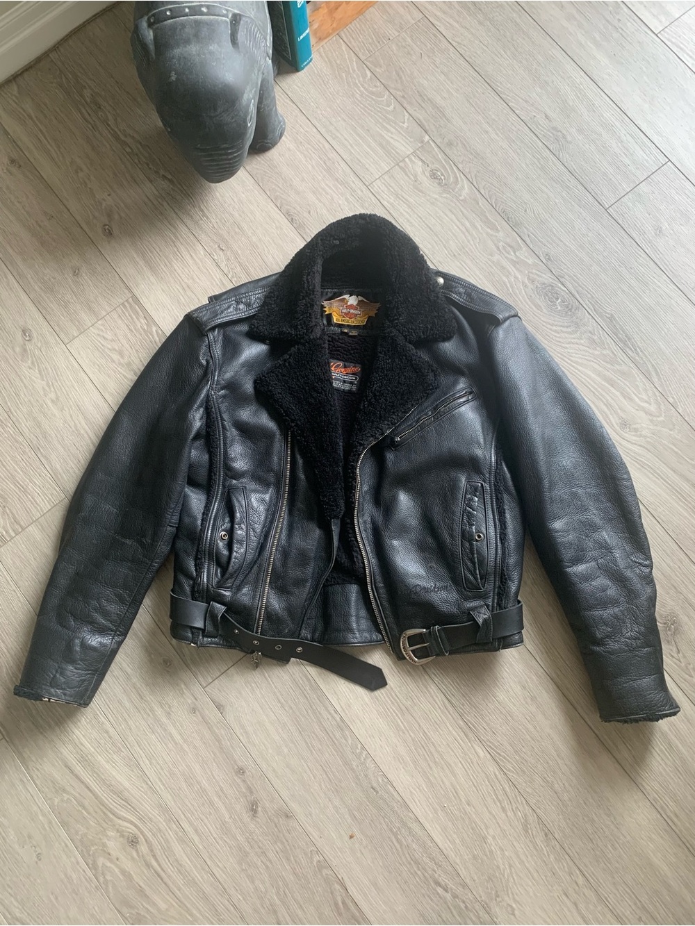 Vintage late 90s-Y2K Harley-Davidson Leather Sherpa Jacket